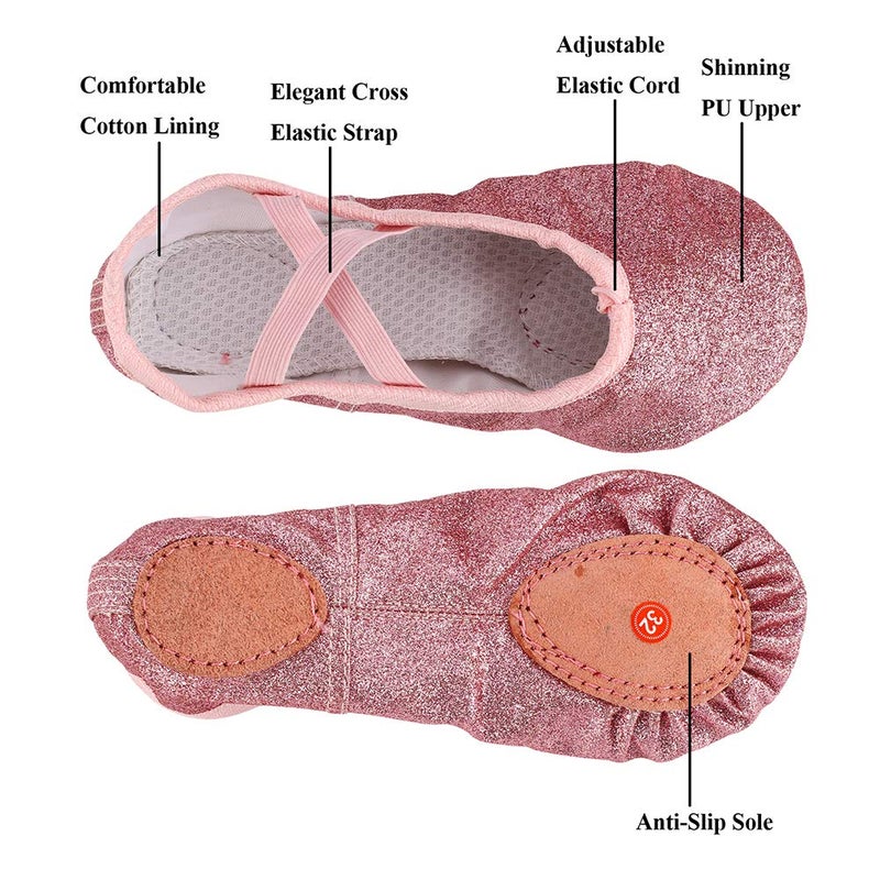 MSMAX Ballet Shoes Wedding Party Dance Flats for Girls Pink 9 M US Toddler - Image 3